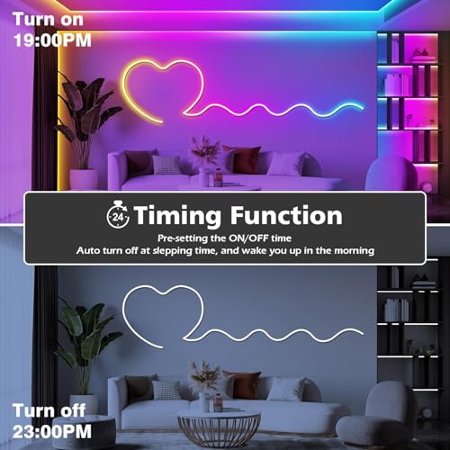 SINLEY Led Neon Rope Lights 100FT,Control with App/Remote,Flexible Led Rope Lights,Multiple Modes,IP68 Outdoor RGB Neon Lights Waterproof,Music Sync Gaming Led Strip Lights for Bedroom Indoor - size: 100FT