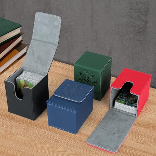 Arkeiliy Card Deck Box, 110+ Storage MTG Deck Box with 50 Pcs Card Sleeve, Collectible Trading Card Cases for Magic Commander and More (4 Pack) - color: 4 Pack