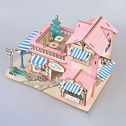 3D Puzzle for Kids, Puzzle for Adults, Cafe Model Kids Puzzles Toys DIY Arts and Crafts for Boys and Girls 161Pcs - color: Romantic Café