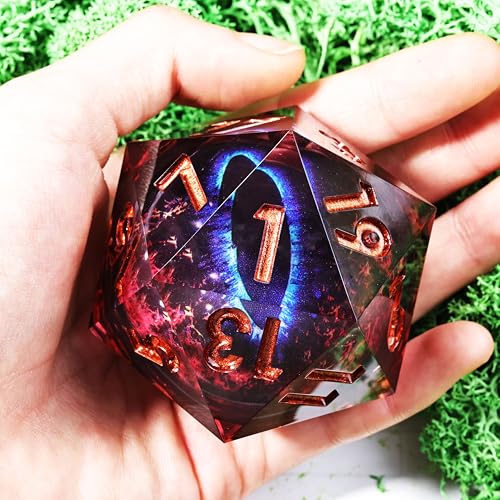 Mini Planet 50mm Chonk D20 DND Liquid Core Dungeons and Dragons RPG Eyeball Handmade Resin Polyhedral Dice - color: Dragon Eye Dice 7