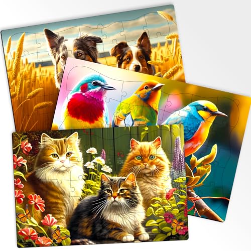 35 Large Piece Dementia Puzzles for Seniors - 3 Activities for Elderly | Dogs in The Field - Jigsaw Puzzles for Elderly - Dementia Activities for Adults - Alzheimers Puzzle Games and Gift