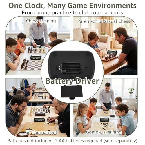 Chess Clock Digital Chess Timer, Professional for Board Game Player Count Up/Down Timer with Alarm Function Black Battery Not Included