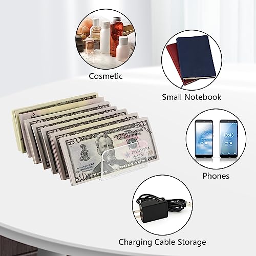 2 Pack Acrylic Cash Trays Money Budget Tray 7 Section Divider Acrylic Money Organizer Clear Cash Organizer Cash Holder Money Storage Organizer