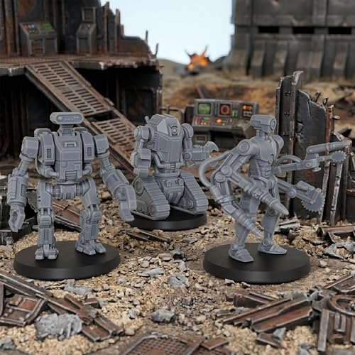 Sci-Fi Minis 28mm Tabletop Unpainted Miniatures -Industrial Droids AS1015 | Miniature Game & TTRPG, 1:56 Role Playing Sci-Fi miniatures RPG Accessory Set