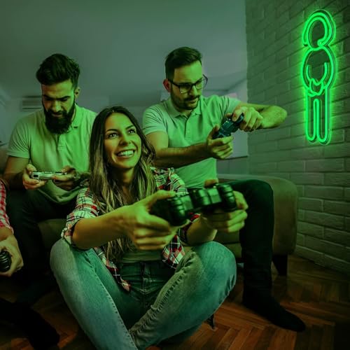 Enhon Gamer Shape Neon Light 15.7 x 7.8 inch, for Game Room Decor | USB Powered Gamer Shaped Neon Light with Remote for Gaming Room Decor, Boys Mens Kids Gift for Bedroom Game Room Decoration