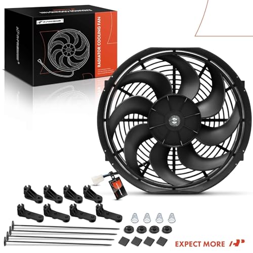 A-Premium 14'' 14 inch Slim Universal Electric Cooling Fan Assembly | 2250 m3/h, 12V 90W, Pull Fan with Mount Kit - style: 14 inch