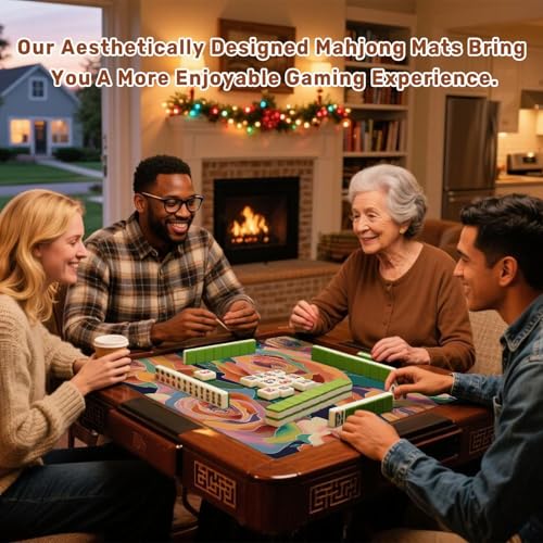 Mahjong Mat 31.5" x 31.5" Artistic Seamless Abstract Flowers Creative Collage Contemporary Non-Slip Noise Reduction Mahjong Tiles Table Cover for Dominoes Poker Card Board and Tile Games - color: Color7