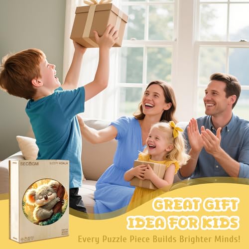 Animal Wooden Puzzles for Kids - Sleeping Koala (11.4 * 11.4 in) | 50 Piece Puzzles for Kids Ages 6-8, Kids Puzzles with Unique Animal Shapes, Round Gift for Girls and Boys - color: Sleeping Koala