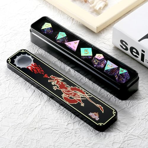 Iridescent Plating Lilac Sharp D&D Dice, DNDND Handmade DND Resin Sharp Edge D&D Die with Gift Case for Dungeons and Dragon Tabletop Games (Iridescent Plating Lilac) - color: Iridescent Lilac