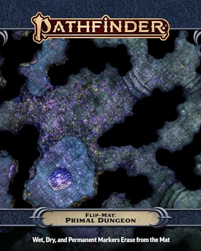 Pathfinder Flip-Mat: Primal Dungeon - 24" x 30" Double-Sided Gaming Map for Tabletop RPG Adventures, Wet/Dry Erase Compatible Battle Mat for Game Masters