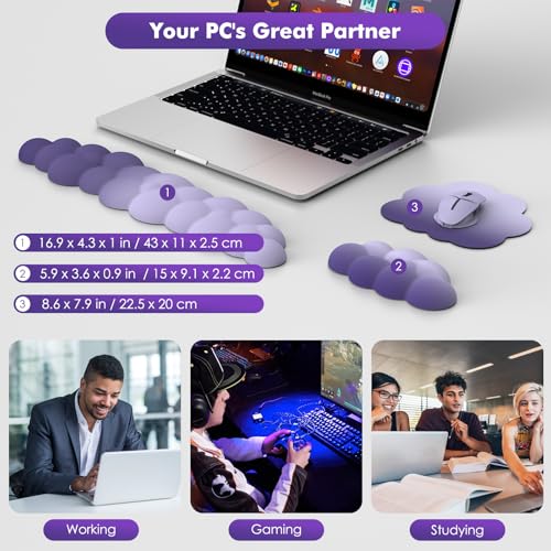 MoKo Cloud Wrist Rest for Keyboard and Mouse with Mouse Pad, Purple | Ergonomic Cloud Arm Keyboard Wrist Rest with Mouse Rest Wrist Pad, Durable Polyester, For Office, Gaming, Computer, Laptop - color: Gradient Purple
