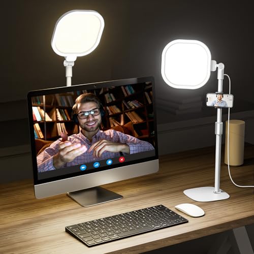 Lighting for Video Calls, 30 Light Modes Video Conference Light, Desk Ring Light with Stand for Webcam, Meetings, Live Stream, Home Office. CRI 97.8 - color: White