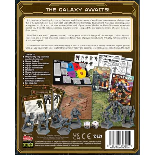 BattleTech A Game of Armored Combat 40th Edition Game by Catalyst Game Labs | Sci Fi Miniatures Wargame Starter Set with Tactical Mech Combat Maps Dice Rulebooks Terrain and RPG Inspired Strategy | Catalyst Game Labs, Box Contains 8 Pre-Assembled Miniatur