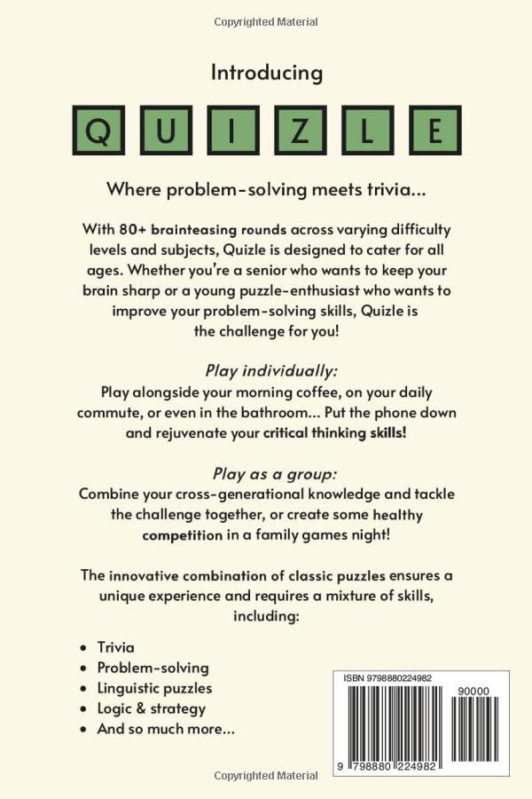 Quizle: A Smart, New Twist on the Classic Word Game We All Know and Love - 80+ Brainteasing Rounds for the Whole Family - Where Problem-Solving Meets ... (Challenging Word Games For The Whole Family)