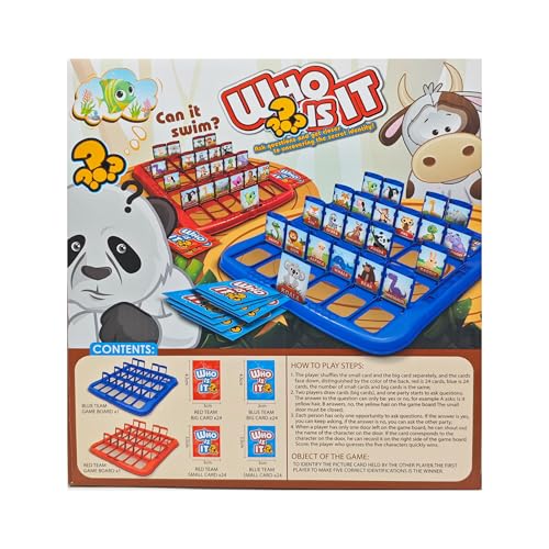Table Game for Kids,Animal What is It Board Game for 2Players,Family Game - color: Blue/Red