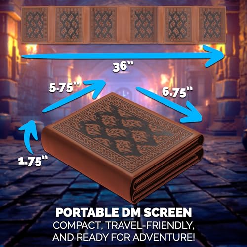 CASEMATIX Miniature DM Screen - 6-Panel Faux Leather Mini Game Master Screen for TTRPGs, Compact DND DM Screen for Better Player Connection Tabletop RPG Sessions with Low-Profile Design, Brown - color: Brown