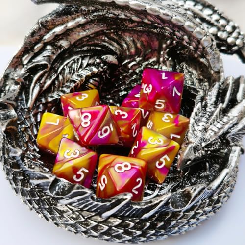 10 PCS D8 8 Sided Dice Set, Polyhedral Number Game Dice for DND RPG MTG Board Game Party Tabletop Accessories (Rose + Gold) - color: Rose + Gold