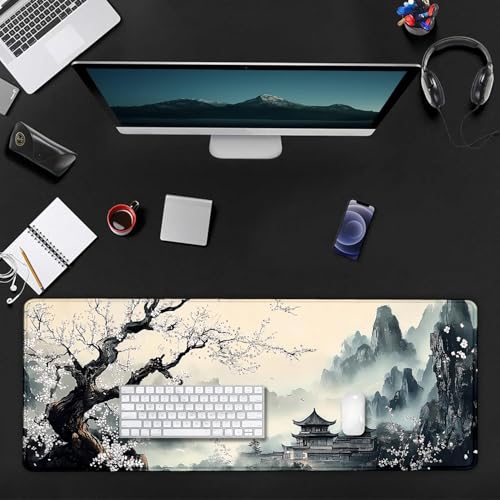 Large Mouse Pad, Desk Mat Computer Keyboard Pad Non-Slip Rubber Base Waterproof with Stitched Edges for Laptop Gaming, Office & Home 31.5 x 11.8 Inch (XL-02) - color: Xl-02