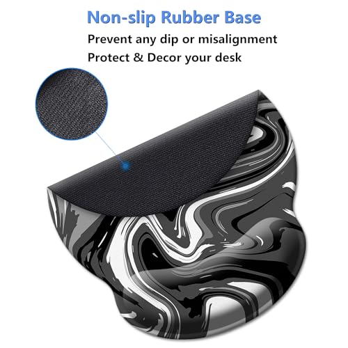 Gaming Mouse Pad Wrist Support,Ergonomic Mouse Pad with Wrist Rest,Comfortable Mousepad with Smooth Wrist Rest,Pain Relief Mouse Pads for Non-Slip Base,Computer,Laptop,Office,Home(Black-Gray Fluid) - color: Black-gray Fluid