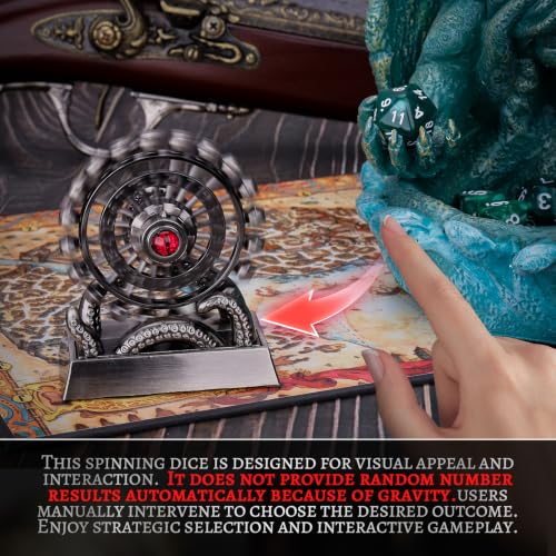 CZYY Ferris Wheel D20, Metal Fidget Spinner Dice for Tabletop RPG | Tentacle & Eye Design, Zinc Alloy, D20 Roulette Desk Gadget, Velvet Pouch, Gift for Dungeon Master & Fantasy Fans, Silver - color: Silver