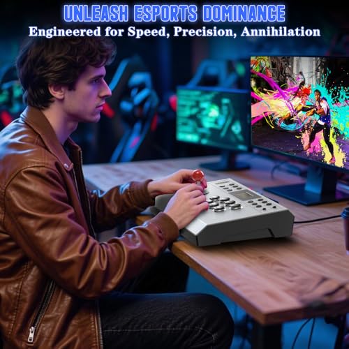 Nonbliep Wired Arcade Stick Compatible with PS5/PS4/PC/, for PS5 Fight Stick with Programming Function, Turbo Function, 9.8FT Braided Cable Fight Stick