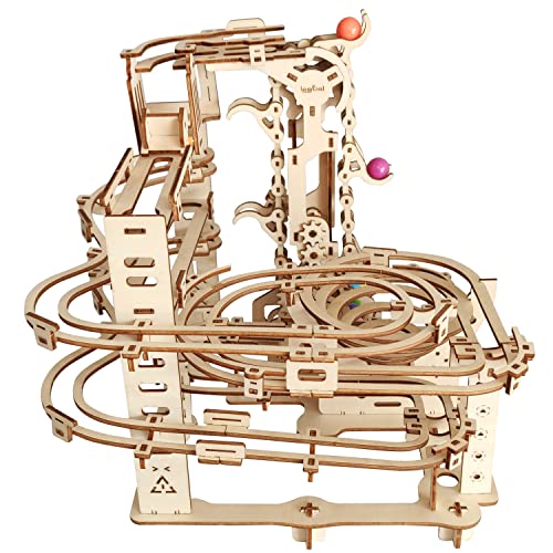 Wooden Marble Run 3D Puzzle - Wood Crafts Mechanical Marble Run Assembly Building Model Kits - Wooden Puzzle DIY Brain Teaser Puzzles - Christmas Birthday Gifts for Adults & Teens - style: Wooden Marble Run