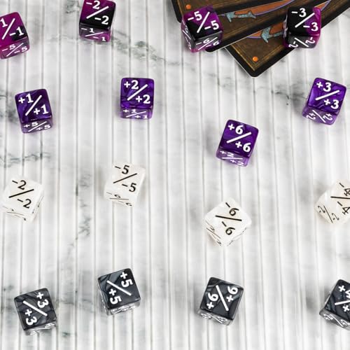 48 PCS Magic Counter Dice Plus 1 MTG Counters Dice Set Marble Life Buff Tokens D6 Dice Compatible with Magic The Gathering, TCG, Card Gaming Accessories, Purple - color: Purple