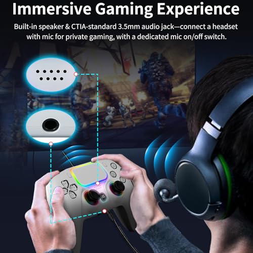 NBCP for PlayStation 5 Wired Game Controller,Compatible With PS5, PS4,PC and Steam Gamepads,Dual Vibration and Hall Effect Triggers,6-Axis Gyroscope,Turbo Function and 3.5mm Headphone Jack(Gray) - color: Gray