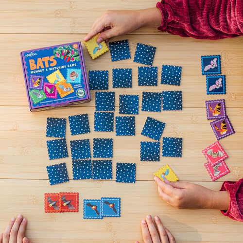 eeBoo: Memory & Matching Game- Little Bats-18 Pairs to Match & Memorize, Colorful Tiles, Encourages Recognition & Concentration Skills, Kids Ages 3+ - style: Bats