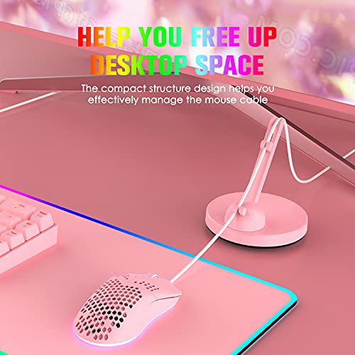 60% Mechanical Gaming Keyboard Mini 68 Keys Anti-Ghosting Wired RGB 18 Backlit Effects,Lightweight Gaming Mosue DPI Adjustable Honeycomb Optical,113 PBT Pudding Keycaps for PC Gamers(White)