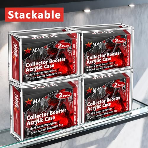 Kevenal MTG Collector Booster Box Case, Premium Magnetic Display for Sealed Magic Trading Card Boxes, 6mm Acrylic with Strong Seal, UV-Protection & Scratch-Resistant (2 PCS)