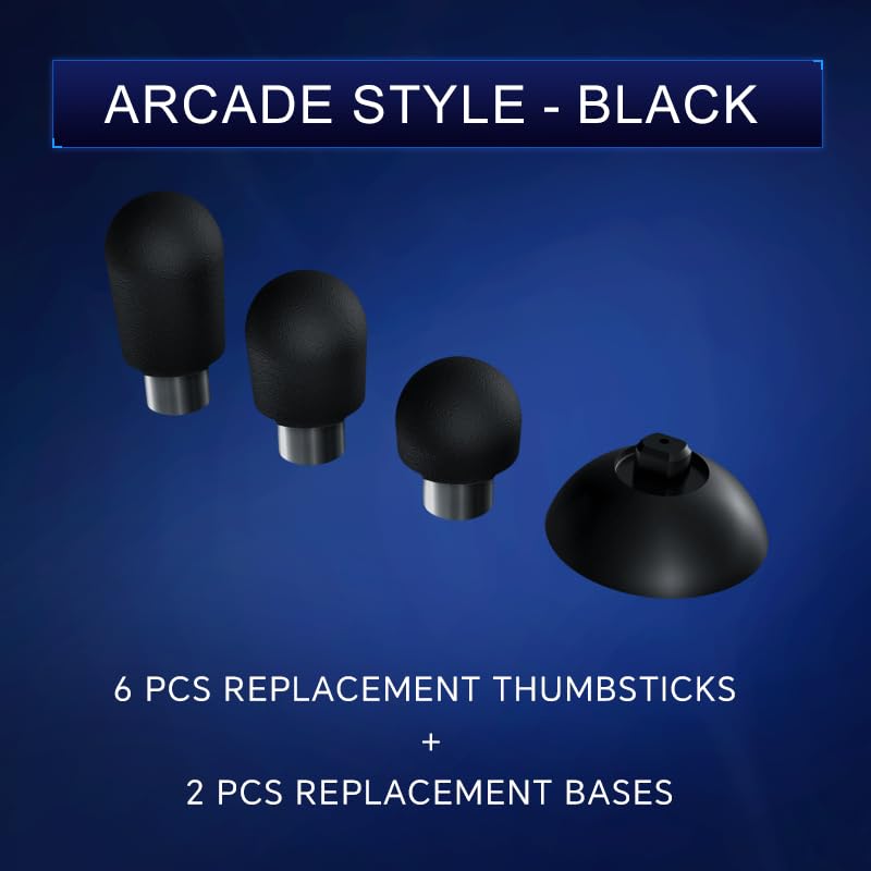 ZD Gaming C-Type Thumb Grip Replacement Kit, Standard/FPS/Arcade Joystick Caps with Replacement Bases, Non-Slip, Compatible with Xbox Series/Astro C40/8BitDo Controllers, Enhanced Precision for E-Sports Gaming & All Game Modes (Arcade Style) (Black) - col