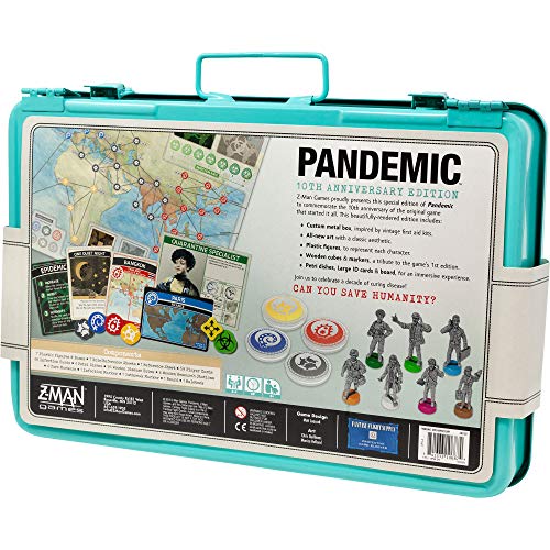 Pandemic Board Game 10th Anniversary Edition - Vintage Style Limited Edition with Custom Metal Box! Cooperative Game for Kids & Adults, Ages 13+, 2-5 Players, 30 Minute Playtime, Made by Z-Man Games