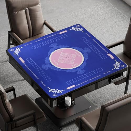 Mahjong Mat, Non-Slip Noise Reduction Card Game Mat with Carrying Bag, Waterproof Table Mat for Mahjong/Poker/Board Games/Dominoes, Blue, 32.4x32.4 Inch - color: Blue