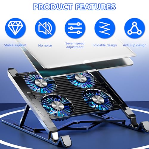 Laptop Cooling Pad LED Gaming Laptop Coolers Quiet Cooling Fan Folding Bracket for Laptop Height Stand - style: BK-B