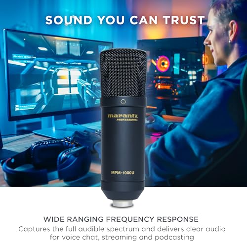 Marantz Professional MPM-1000U USB Condenser Microphone for Gaming, Streaming and Podcasting - Built-In Audio Interface, Desktop Stand, Plug-and-Play, Black - style: USB Mic