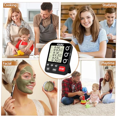 Digital Dual Triple Kitchen Timer, 3-Channel Magnetic Countdown Timer for Cooking, Large Display Stopwatch Multi Food Classroom Timer Loud Alarm for Seniors Teachers Battery Included (Black) - size: YS318 Black