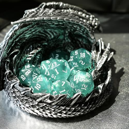 10PCs D20 Polyhedral Dice Set 22mm for DND RPG MTG Dungeons and Dragons Dice (Cyan) - color: Cyan
