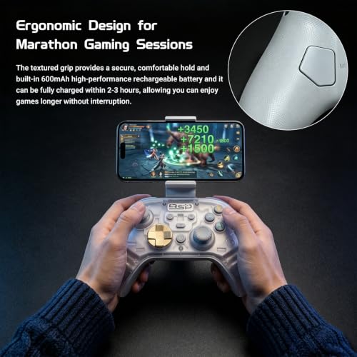 Joso Game Controller with Phone Mount, Play on iPhone/iPad/Android/PS4/PC/Switch with Hall Effect Joysticks/Hall Triggers, Supports Wired Controller with 1000Hz Polling Rate/Cloud Gaming/Streaming - color: White