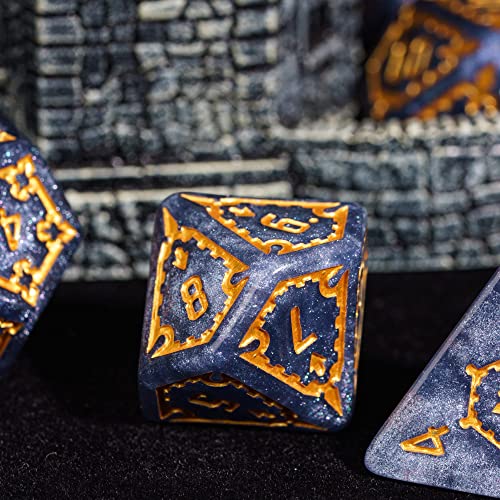 cusdie 7 Pcs 25mm Giant DND Dice with Dragon Eye Dice Bag, Polyhedral Dice Set, D&D Dice for Pathfinder RPG(Blue) - color: Blue