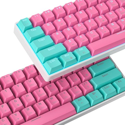 60 Percent Gaming Keyboard Mechanical with Linear Red Switch, 60% Wired Ultra-Compact Mini Keyboard LED with PBT Keycaps for Ps4/Ps5/Xbox(61 Miami) - color: 61 Miami/Red Swicth