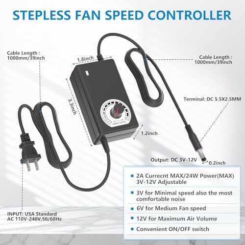Router TV Box Mac mini DVR Xbox Receiver Cabinet Variable Cooling Fan, 12V 4X 120mm Computer Fan with Speed Controller Dual Ball Bearing - size: 9.5x9.5in cooling pad