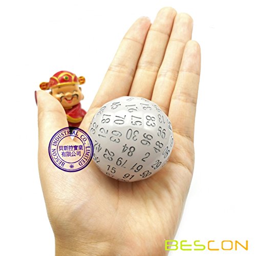 Bescon Glow in Dark Polyhedral Dice 100 Sides, Luminous D100 die, 100 Sided Cube, D100 Game Dice, Glowing 100-Sided Cube - color: Glowing Dim Dark Blue D100