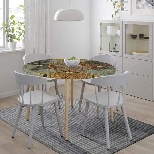 Nautical Compass Round Tablecloth Elastic Fitted Table Cover Washable Elastic Edge Tablecloths for Kitchen Dining Party Fitted Table Table 40-44 inch - color: Black33, size: 40" (Round)