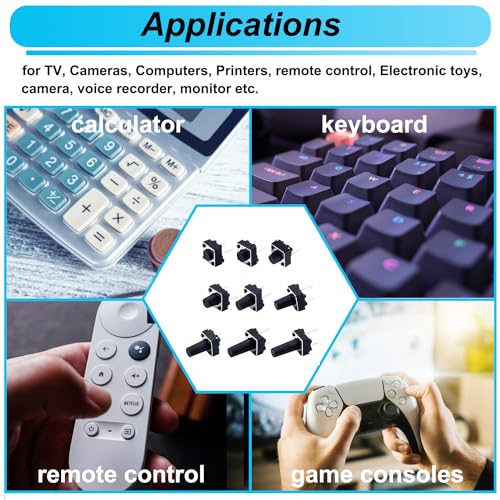 TWTADE 90PCS 2 Pin Tactile Switch Micro Momentary Tact Push Button Switch Assortment Kit 6 x 6 x 4.3/5/6/7/8/9/10/11/12mm(Each Values 10pcs) QC-9V-2P - color: Black-2 Pin 6x6mm Series