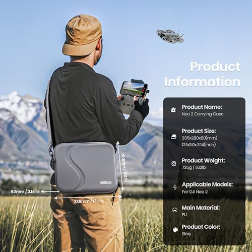 STARTRC Carrying Case for DJI Neo 2 Accessories, Portable PU Protective Shoulder Bag for DJI Neo 2 Fly More Combo, Compatible with RC-N3/RC-N Remote Controller
