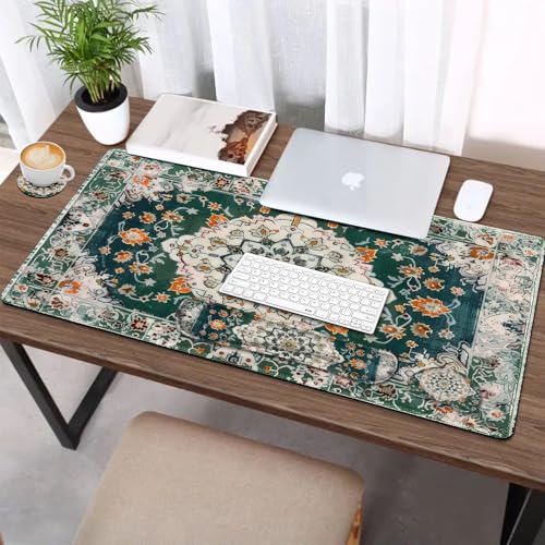 AIMSA Desk Mat Set, Large Mouse Pad + Mouse Wrist Rest + Keyboard Wrist Support + Coaster, 4in1 Rug Gaming Mouse Pad Combo for Home Office, Retro Boho Art - color: Retro Boho Art