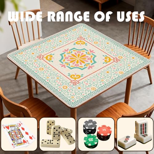 Green Pink Chinoiserie Floral Mahjong Mat 31.5 x 31.5 in, Traditional Chinese Non-Slip Noise Reduction Gaming Mat for Table American Mahjong Poker Board Games Card Games Dominoes - color: Abstract Art Pattern Mahjong Mat