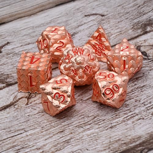 Dragon Scale Metal Dice Set-Dragon Claw,with Gift Metal Box for TTRPG Tabletop Gaming,Dungeon Masters,RPG Adventures(Rose Gold) - color: Rose Gold