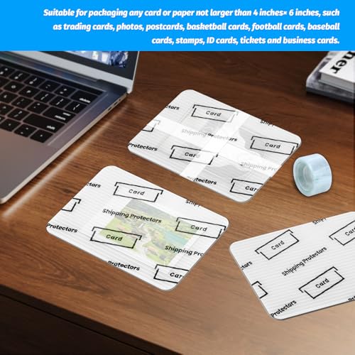 VOKOY 150 Pack Trading Card Shipping Protectors,4''x6'' Plastic Sports Cards Mailing Protectors with Seal Stickers, Hard Plastic Trading Shipping Supplies Precut Inserts Card Mailers